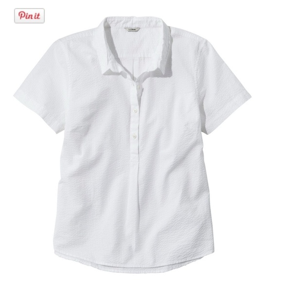 LL BEAN Women's Vacationland Seersucker Shirt, Short-Sleeve Popover Stripe 2X - Picture 2 of 5